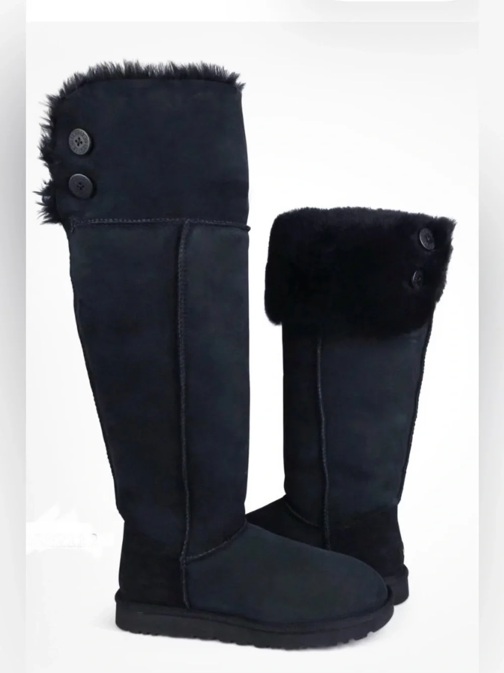 UGG Bailey Over The Knee Black Suede Boots Size 9